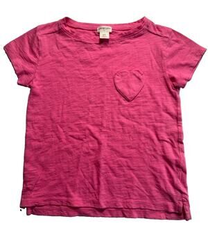 Crewcuts J.Crew Girls Pink Heart Pocket Short Sleeve Cotton T-Shirt Size 4-5